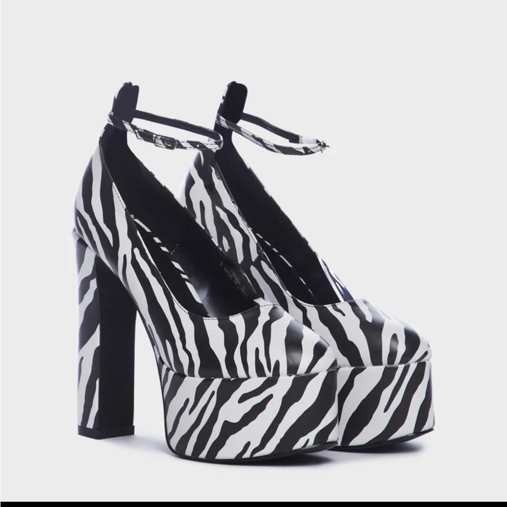 Zebra Print Block Heels - image 3
